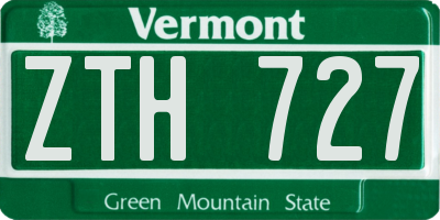 VT license plate ZTH727