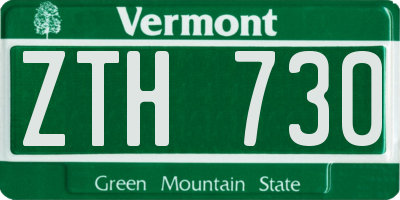 VT license plate ZTH730