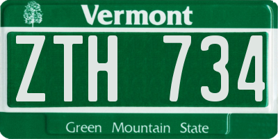 VT license plate ZTH734