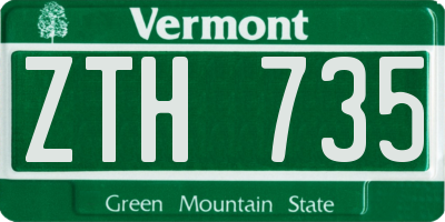 VT license plate ZTH735