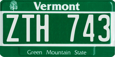 VT license plate ZTH743