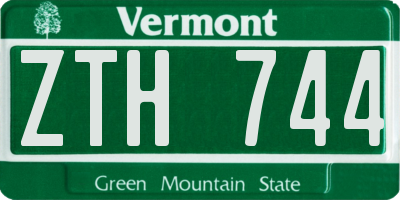 VT license plate ZTH744