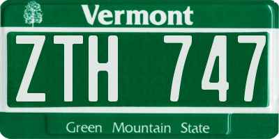 VT license plate ZTH747
