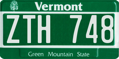 VT license plate ZTH748