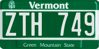 VT license plate ZTH749
