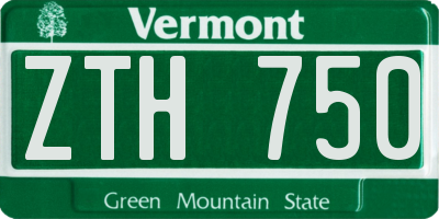 VT license plate ZTH750