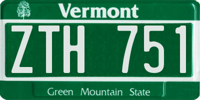 VT license plate ZTH751