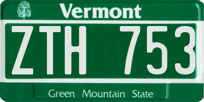 VT license plate ZTH753