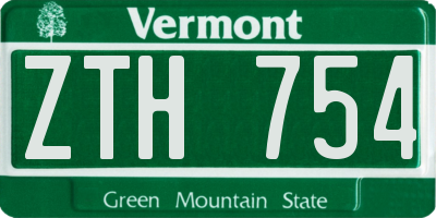 VT license plate ZTH754
