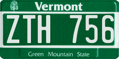 VT license plate ZTH756