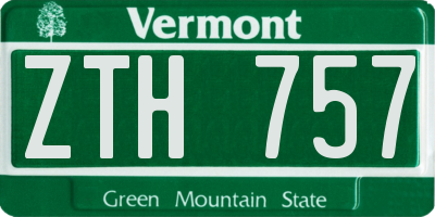VT license plate ZTH757