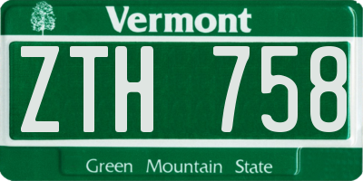 VT license plate ZTH758