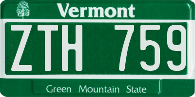 VT license plate ZTH759