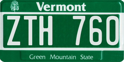 VT license plate ZTH760