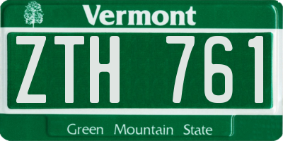 VT license plate ZTH761
