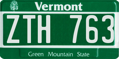 VT license plate ZTH763