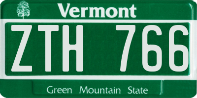 VT license plate ZTH766