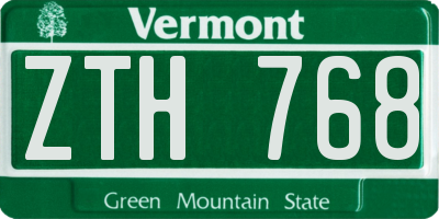 VT license plate ZTH768