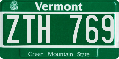 VT license plate ZTH769