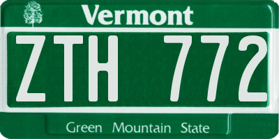 VT license plate ZTH772