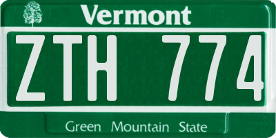 VT license plate ZTH774