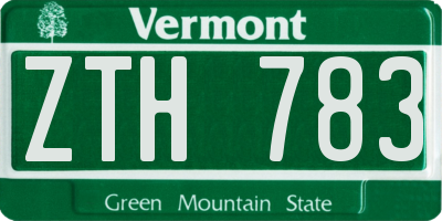 VT license plate ZTH783