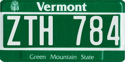 VT license plate ZTH784