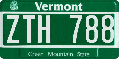 VT license plate ZTH788