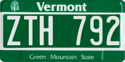 VT license plate ZTH792