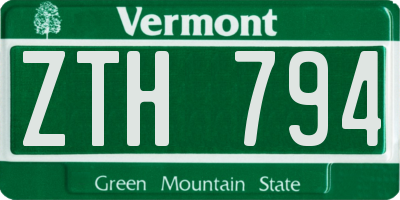 VT license plate ZTH794