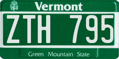 VT license plate ZTH795