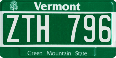 VT license plate ZTH796