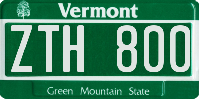 VT license plate ZTH800