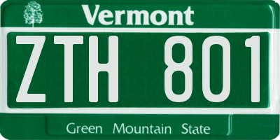 VT license plate ZTH801