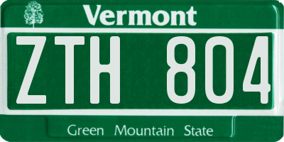 VT license plate ZTH804
