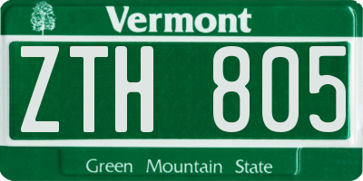 VT license plate ZTH805