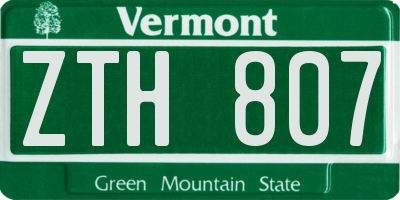 VT license plate ZTH807