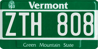 VT license plate ZTH808