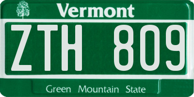VT license plate ZTH809