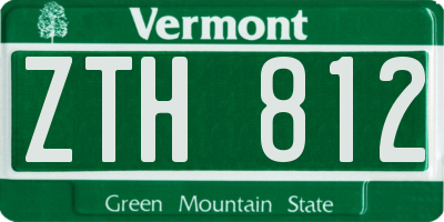 VT license plate ZTH812