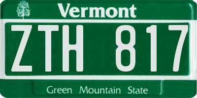 VT license plate ZTH817