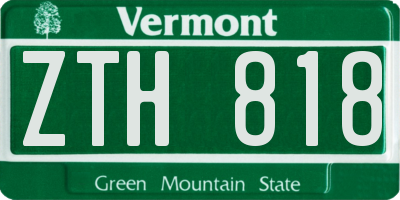 VT license plate ZTH818