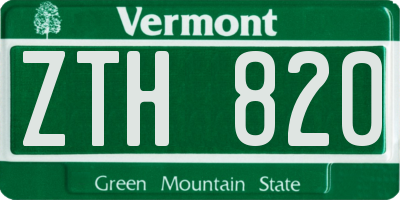 VT license plate ZTH820