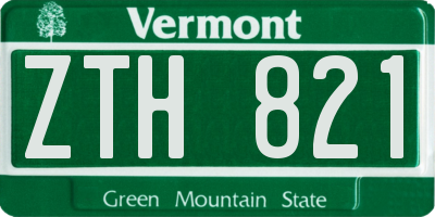 VT license plate ZTH821