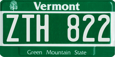 VT license plate ZTH822