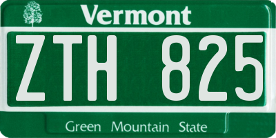 VT license plate ZTH825