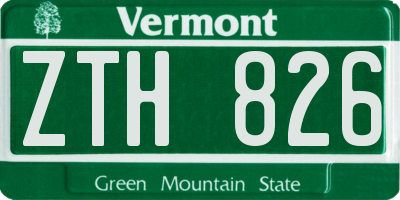VT license plate ZTH826