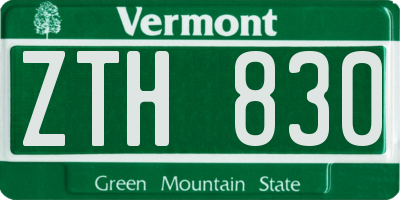 VT license plate ZTH830