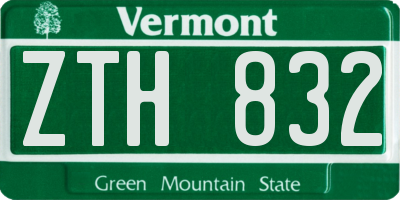 VT license plate ZTH832