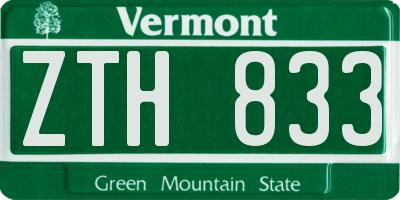 VT license plate ZTH833